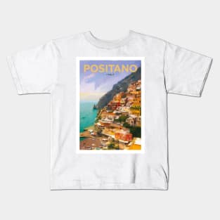 Positano Italy Art Kids T-Shirt